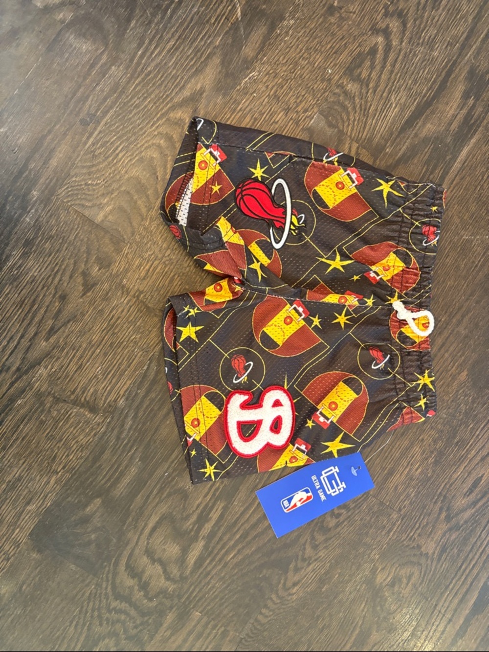 Kids Basketball Graphic Shorts - Brown/Red/Yellow